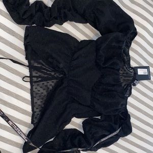 Ruched draw string off the shoulder top